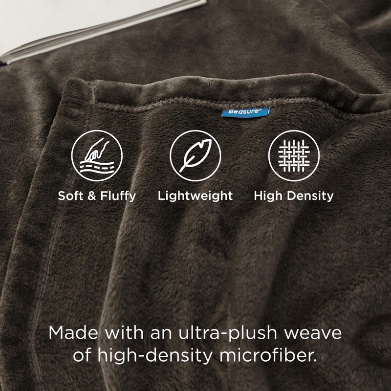 Bedsure GentleSoft Fleece Blankets Queen Size Brown - Bed Blanket