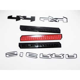 Overlay Door Rear Emblem 3D Badge Replacement for 2019+ Sierra Elevation 4x4 1500 6PCS (Gloss Black)