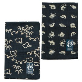 Y's factory Men's Handkerchief, Japanese Pattern, Made in Japan, Set of 2, Large Size, 20.9 x 20.9 inches (53 x 53 cm), Quick Drying, Water Absorbent, Thin, Gift, Women's (Set of 2)