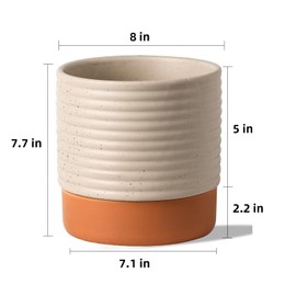 Chubacoo Self Watering Plant Pot : 8 Inch Ceramic Planter with Drainage Hole & Water Storage Plus - Flowerpot for Indoor & Outdoor Plants (Beige & Red-Brown)