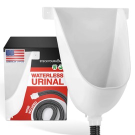 Stock Your Home Waterless Urinal for Men (White), Plastic Urinals for Men's Garage, Shed, or Backyard, Wall Mount Urine Diverter and Outdoor Camper Urinals, Portable Urinal for Men, Waterless Toilet