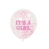 It's A Girl' Clear Latex Balloons WIth Pre-Filled Pink Confetti,