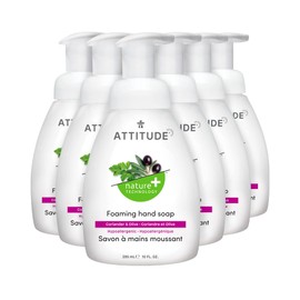ATTITUDE Foaming Hand Soap, Plant and Mineral-Based Ingredients, Vegan and Cruelty-free Personal Care Products, Coriander & Olive, 10 Fl Oz (Pack of 6)