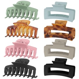 8 Pcs Lolalet Hair Claw Clip for Women Girls, Large Hair Clips for Thick Hair Fine Hair Long Hair 2 Styles Hair Claw Clips Non-slip Big Acrylic Hair Claw Grips Christmas Gifts for Women Girls