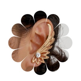 Andelaisi Boho Crystal Angel Wing Ear Cuff Earrings Gold Rhinestone Wing Wrap Crawler Earrings Gothic Angle Wing Crawler Climber Earring Vintage Cz Wing Cartilage Cuff Earrings Jewelry for Women