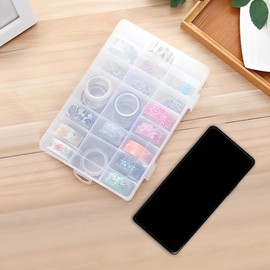 3Pack 24 Grids 7.7 x 5 x 1.4 inch Clear Plastic Tackle Box with Adjustable Dividers, Jewelry Organizers and Storage for Earring Organizer, Diamond Art Storage for Bead/Craft/Sewing/Fishing Organizers