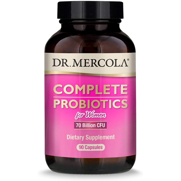 Dr. Mercola, Complete Probiotics for Women Capsules, 90 Servings (90 Capsules), 70 Billion CFU, Digestive Health Support, Non GMO, Soy Free, Gluten Free