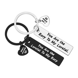 Xiahuyu Mother Daughter Gifts Keychain Lorelai and Rory Keychain Set Mothers Day Christmas Birthday Gifts Gilmore Girls Gift (Black+Silver)