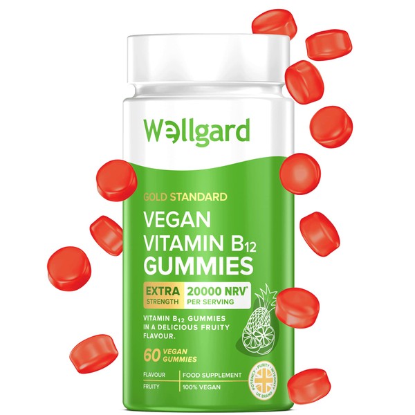 Vegan Vitamin B12 Gummies Wellgard – High Strength B12 Supplement for Energy & Immunity, UK Formulated B12 Gummies
