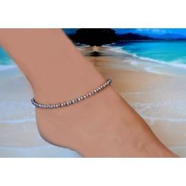 Shells by Patty Peacock Pearl & .925 Sterling Silver Bead Ankle Bracelet 10 to 12 inches