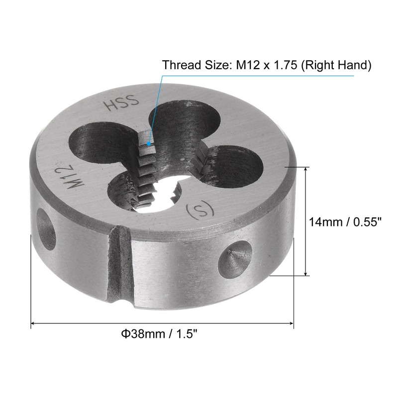 sourcing map Round Threading Dies, Metric M12 x 1.75 Thread