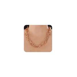 Jumwrit Dainty Golden Paperclip Twist Necklace Chunky Curb Link Chain Necklace Statement Heavy Necklace Accessories for Women