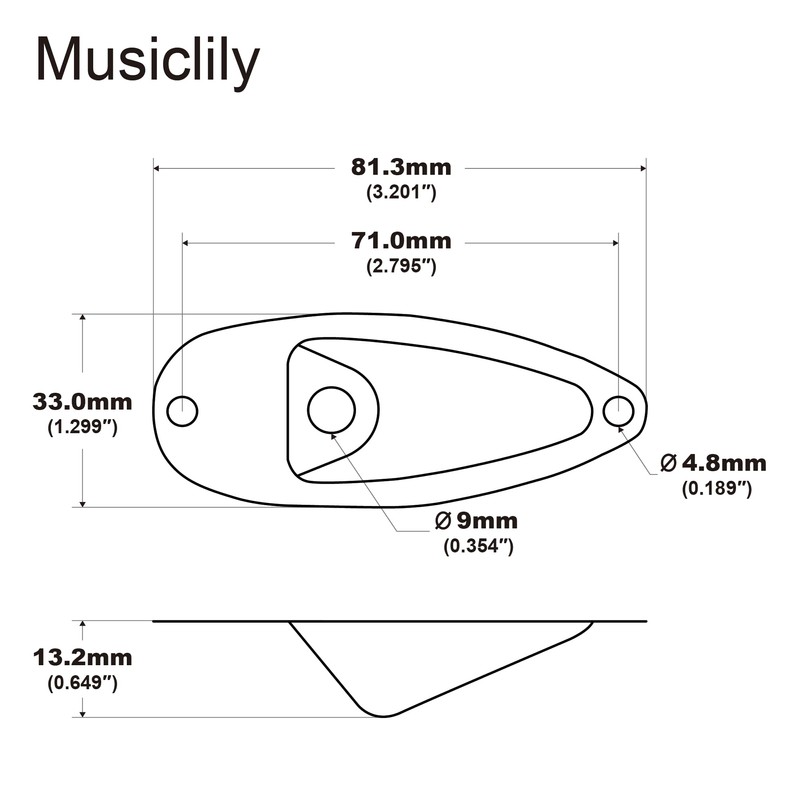 Musiclily Basic Vessel Strat Jack Plate for Electric Guitar, Chrome