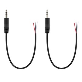 Fancasee (2 Pack Replacement 2.5mm Male Plug to Bare Wire Open End TRS 3 Pole Stereo 2.5mm Plug Jack Connector Audio Cable for Headphone Headset Earphone Cable Repair