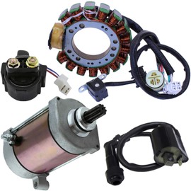 GLENPARTS Stator Ignition Coil Solenoid Relay Starter for Yamaha 2001 Grizzly YFM600FN 600