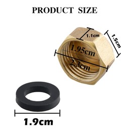 6PCS Brass Blanking Cap, Female Blanking Stop Cap with Washers, Hex Brass Blanking Nut Caps, for Washing Machine Radiator Valve faucets Tap, Plumbing Solutions (1/2 inch)