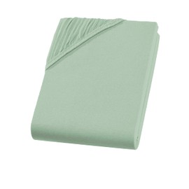 Fitted Sheet, 140 x 200 - 160 x 200 cm, Jersey Fitted Sheet, 100% Cotton, Comfort Bed Sheet for Mattresses up to 30 cm Height, Fitted Sheet, Colour Eucalyptus