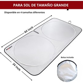 Timotech Parasol para Auto Plegable, Protector de Solar para Parabrisas para automóvil, camión, SUV, Pantalla Reflectante para Parabrisas con Recorte de Espejo Que Mantiene el Automóvil Fresco (G)