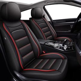 IKABEVEM Car Seat Covers Fit for Ford Bronco Sport 2021-2025 2026: Full Set Luxury Leather Automotive Seat Covers, Car Seat Protector(5 Seats, Black&Redline)