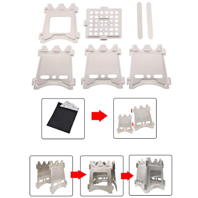 Camping Stove 304 Stainless Steel Folding Backpacking Burning Stove Portable