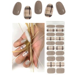 TOROKOM Halb ausgehärtete Gel Nagelstreifen, 20PCS Nagel Aufkleber Transparente Gel Wraps für Home Manicure DIY Salon-Qualität streifen mit Nagelfeile, Nagelstick-U V Licht erforderlich (graues Plaid)