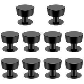 Tauno 10Pack Kitchen Cabinet Knobs Single Hole Kitchen Cabinet Handles, Solid Round Drawer Knobs and Pulls for Bathroom Cabinets, Matte Black Dresser Knobs Zinc Alloy Cabinet Hardware