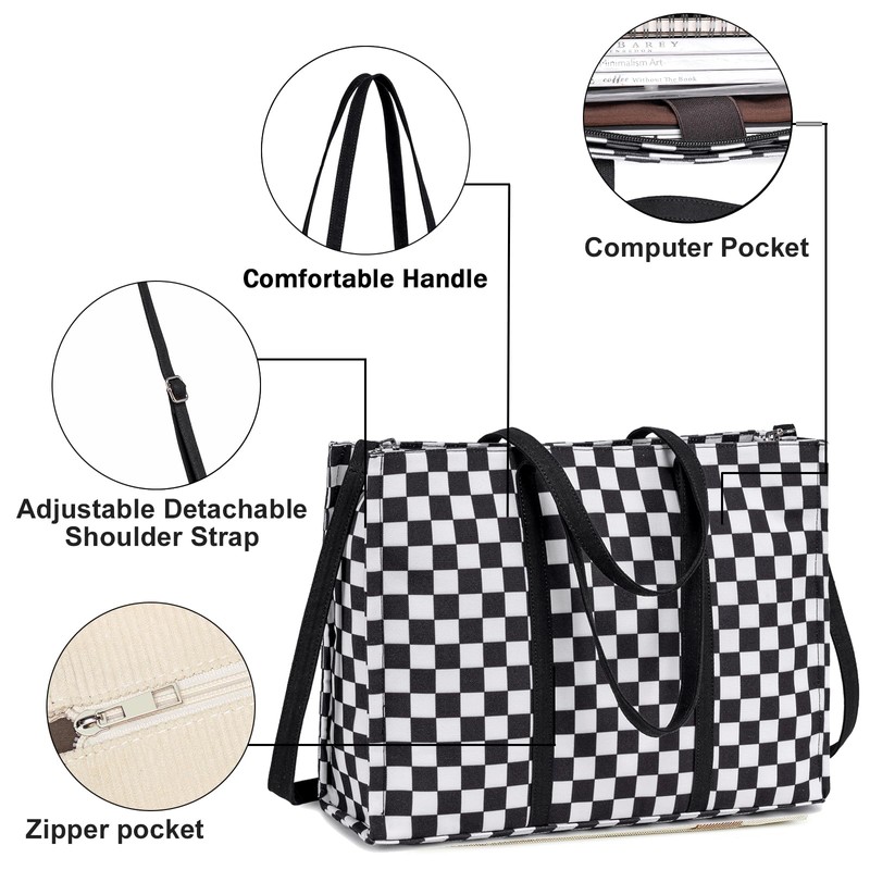 Laptop Tote Bag for Women Work 15.6 inch Canvas Shoulder
