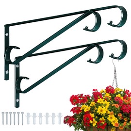 Plant Hangers Outdoor (2 Pack-15.4 Inch Blackish Green) Plant Hooks Heavy Duty Iron Plant Hanger Hook for Wall, Hanging Plant Bracket for Planters, Bird Feeders, Lanterns, Wind Chimes, Outdoor