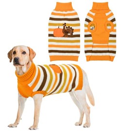 Vehomy Thanksgiving Dog Sweater Pet Pumpkin Turkey Clothes Costume Cat Stripe Turtleneck Knitwear Shirt Pullover Dog Puppy Thanksgiving Clothes for Small Medium Large Dogs Cats 4XL