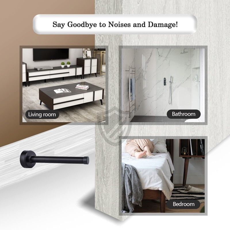 Door Stops, 6 Inch Long Door Stopper, Wall Mount, Black