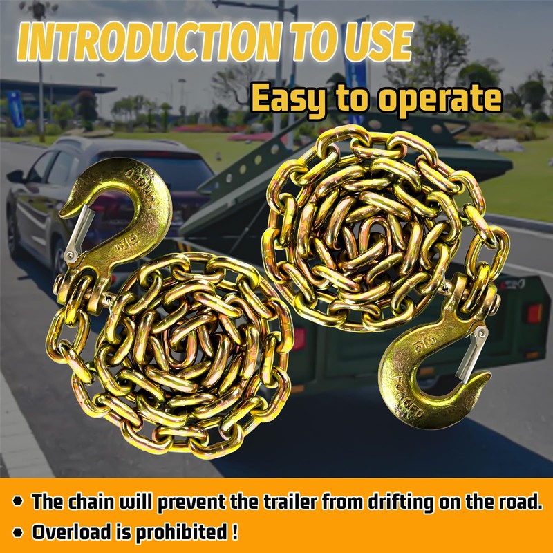 5/16" Trailer Safety Chains G80 Tow Chains with G70 Clevis