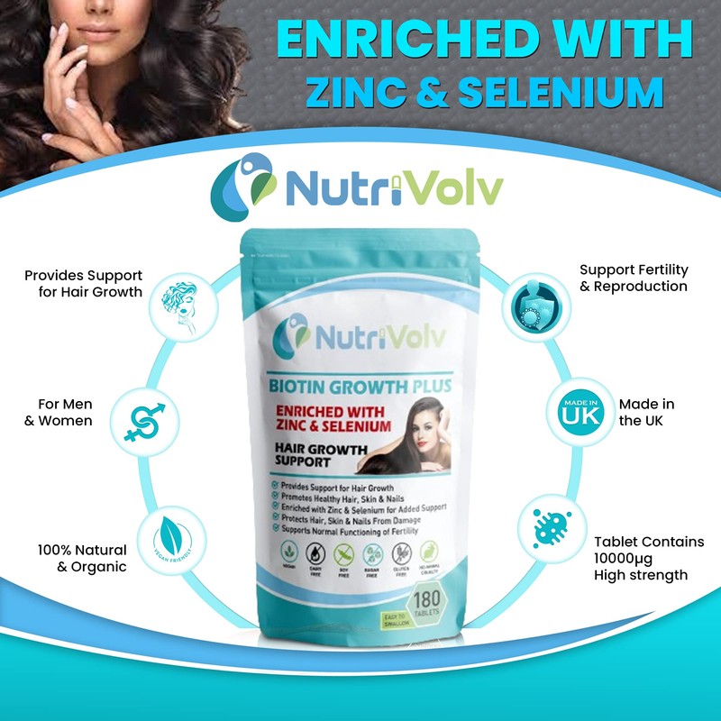 Biotin Hair Growth - Zinc & Selenium - 180 Tablets