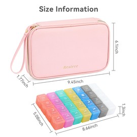 Restree Monthly Pill Organizer 28-Compartment Pill Case, 4 Times Daily Medication Container, Travel-Friendly Pill Box for Vitamins Supplements (Pink)