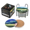 Coasters for Drinks,Field Style,Water Absorbent Ceramic Coasters Base Coaster Set