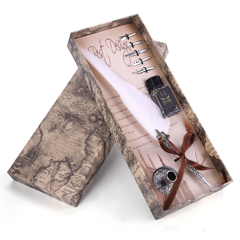 Classical Retro Fountain Pen Feather Dip Pen Writing Pen Gift