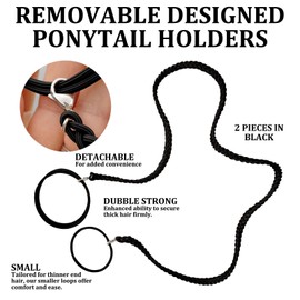 Pack of 2 Rip Tie Hair, Elastic No Damage Hair Scrunchies, Spiral Hair Ties, Suitable for Sports, Swimming, Cycling and Everyday Use (Black + Blue and Red)