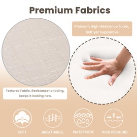 Battilo Chair Cushions for Dining Chairs with Ties, Indoor/Outdoor Kitchen Chair Pad with Non-Slip Backing, Dining Seat Cushion with Machine Washable Removable Cover, 16"x16"x2", Set of 2, Beige