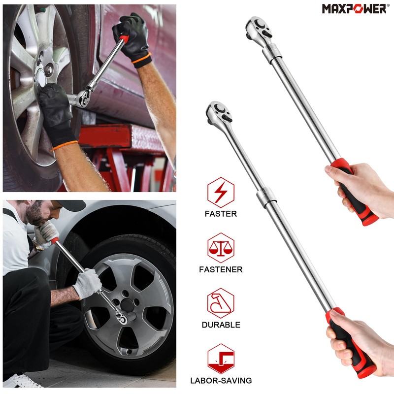 MAXPOWER 1/2-Inch Drive Extendable Ratchet Wrench, 1/2 Inch Drive Ratchet