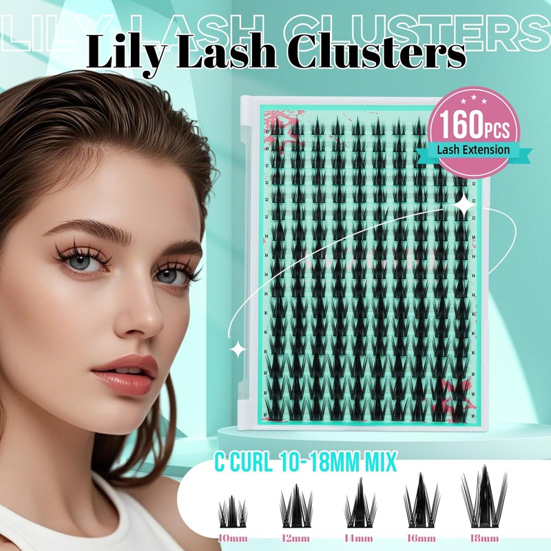 Eyelash Extensions, 160 Pieces, Fairy Cluster Lashes with Manga Lash