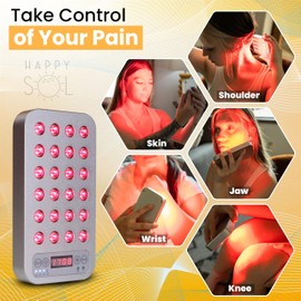 Happy Sol The Mini Go Handheld Red Light Therapy Device, 24 LEDs, 5 Brightness Levels, Adjustable Frequencies, Rechargeable Battery, Red and Infrared Light Therapy, On The Go Light Therapy, Gray