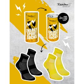 Calcetines de arco iris, calcetines deportivos para bebidas energéticas, calcetines para mujeres y hombres, en una lata de bebida energética, regalo para fanáticos de los deportes, 2 pares, Calcetines
