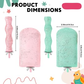 Soulchen 4 Pcs Bird Beak Grinding Calcium Stone Perches Parrot Teeth Mouth Molar Cage Accessories Platform Paw Grinding Sticks Jumping Stand for Macaws Parakeets Finches Cockatiel(Green,Pink)