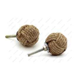 5MOONSUN5's Jute Rope Knot Drawer Pulls and Push Handle Knobs for Cabinets, Wardrobes & Kitchen Cupboards Nautical Decor, 35 mm (Pack of 2)