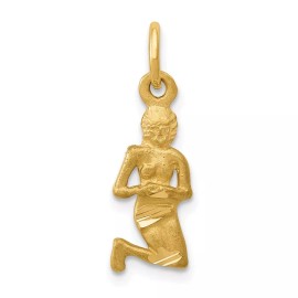GlittersandGold 14k Satin Diamond-cut Virgo Zodiac Charm Bracelet Necklace