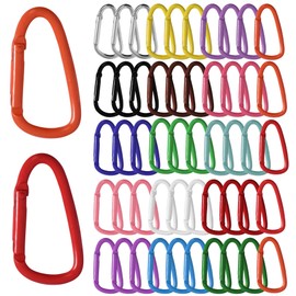 WTYONZEL 50Pcs Colorful Cute Carabiners Keychain Clip,D Spring Clip Aluminum Hook Accessories Snap Link Key Chain Ring Hook