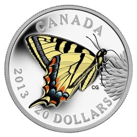 2013 $20 Butterflies of Canada: Canadian Tiger Swallowtail - Pure Silver Coin
