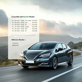 YHTAUTO Front Side Bumper Absorber Compatible with Hyundai Sonata 2.0T Limited/2.0T 2011-2012, Sonata SE/Limited/GLS/GL 2011-2013, Black Bumper Face Bar Impact Energy Absorber