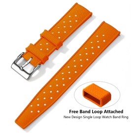 Artthurse Silicone Watch Bands Quick Release Tropical Style 18mm, 20mm, 22mm for Men Women Replacement Rubber Watch Bands Soft Breathable Waterproof Sport Watchbands Straps (22mm,Orange/Silver)