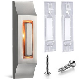 1 Pack LED Lighted Doorbell Button, Solid and Sleek Metal Wall Mounted Door Bell Push Buttons for Home, Universal Garage Door Opener Switch (Stylish Style)