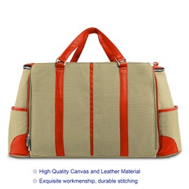 Duffle Bag Canvas Leather Weekender Overnight Travel Carry On Tote Bag with 15 In Laptop Compartment